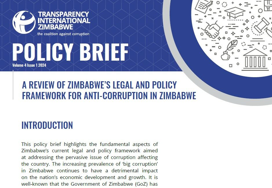 A Review of Zimbabwe’s Legal and Policy Framework for Anticorruption in Zimbabwe